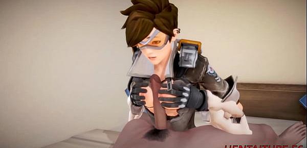  Hentai 3D Overwatch -  Tracer 69, boobjob, blowjob, fingering and fucked with creampie